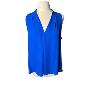 Vince Camuto RoyalBlue Sleeveless V-Neck Top Blouse Women's XL Sheer Lightweight